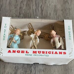 Vintage Set of 3 Angel Musicians Hang or Stand Ornaments